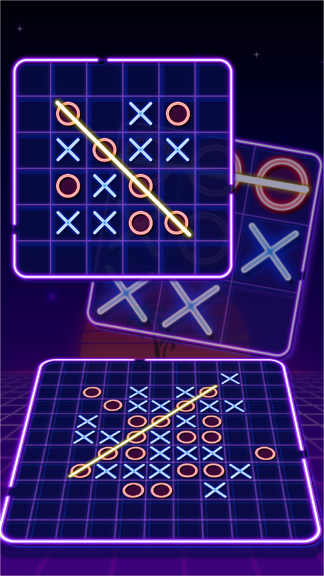 Tic Tac Toe Glow - 2 player classic puzzle game by Vanida Muengtha