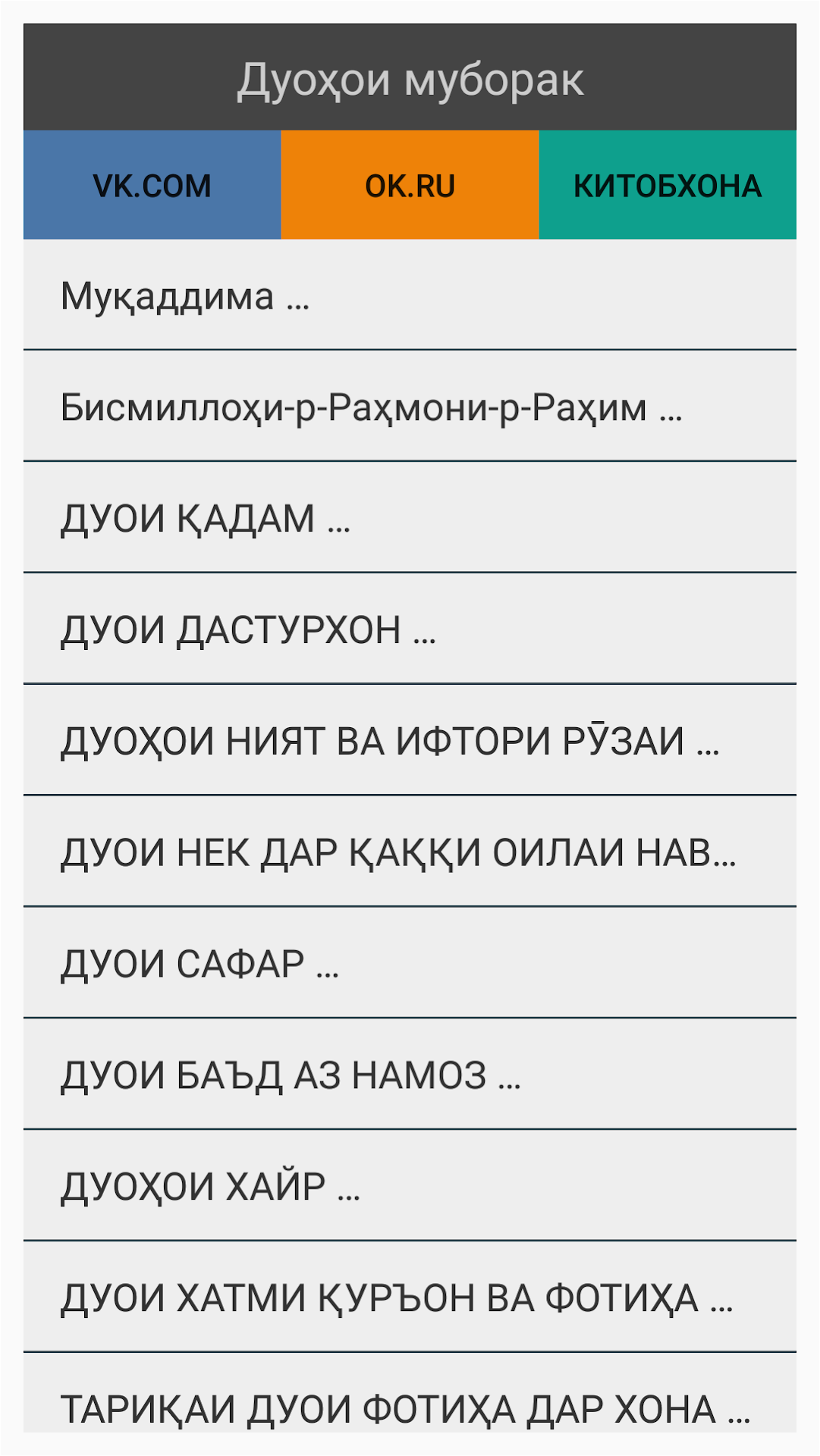 Точик китоб. Фарзи Айн. Китоби салавот бар. Китоби дурратул Воъизин. Фарзи Айн узбекча.