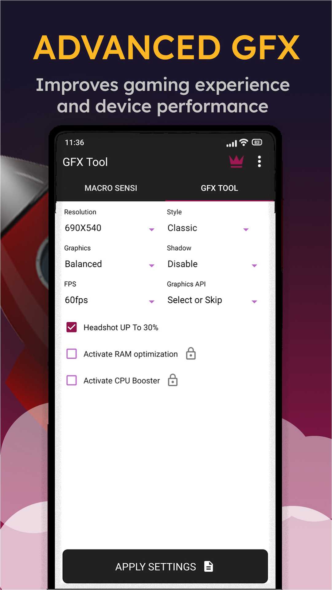 Sensi Onetap Macro GFX Pro for Android - Free App Download